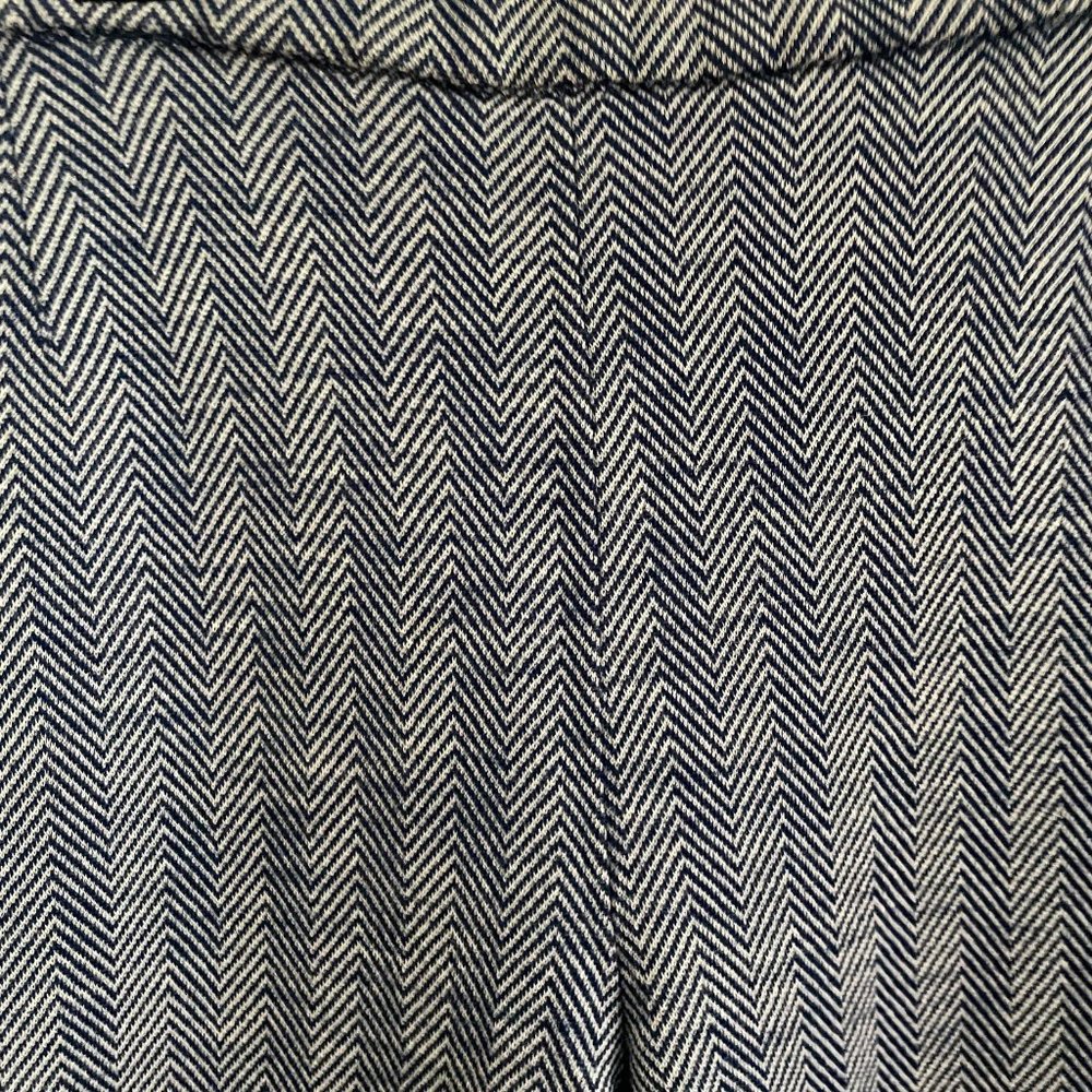 Vintage Wool Blue/Grey Chevron Flared Trousers, elastic waist - Picture 3 of 6